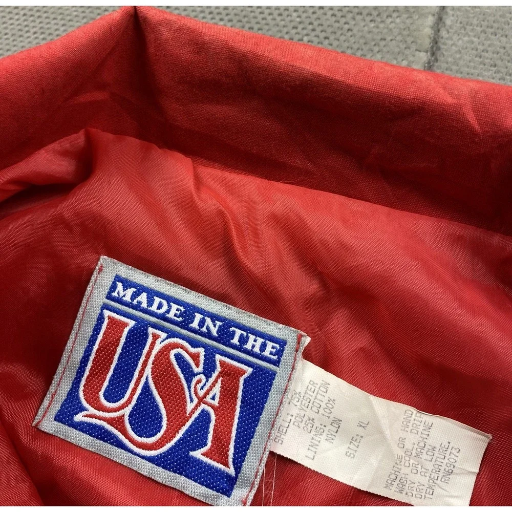 Vintage Budweiser Jacket XL Red King of Beers Windbreaker Full Zip USA Made